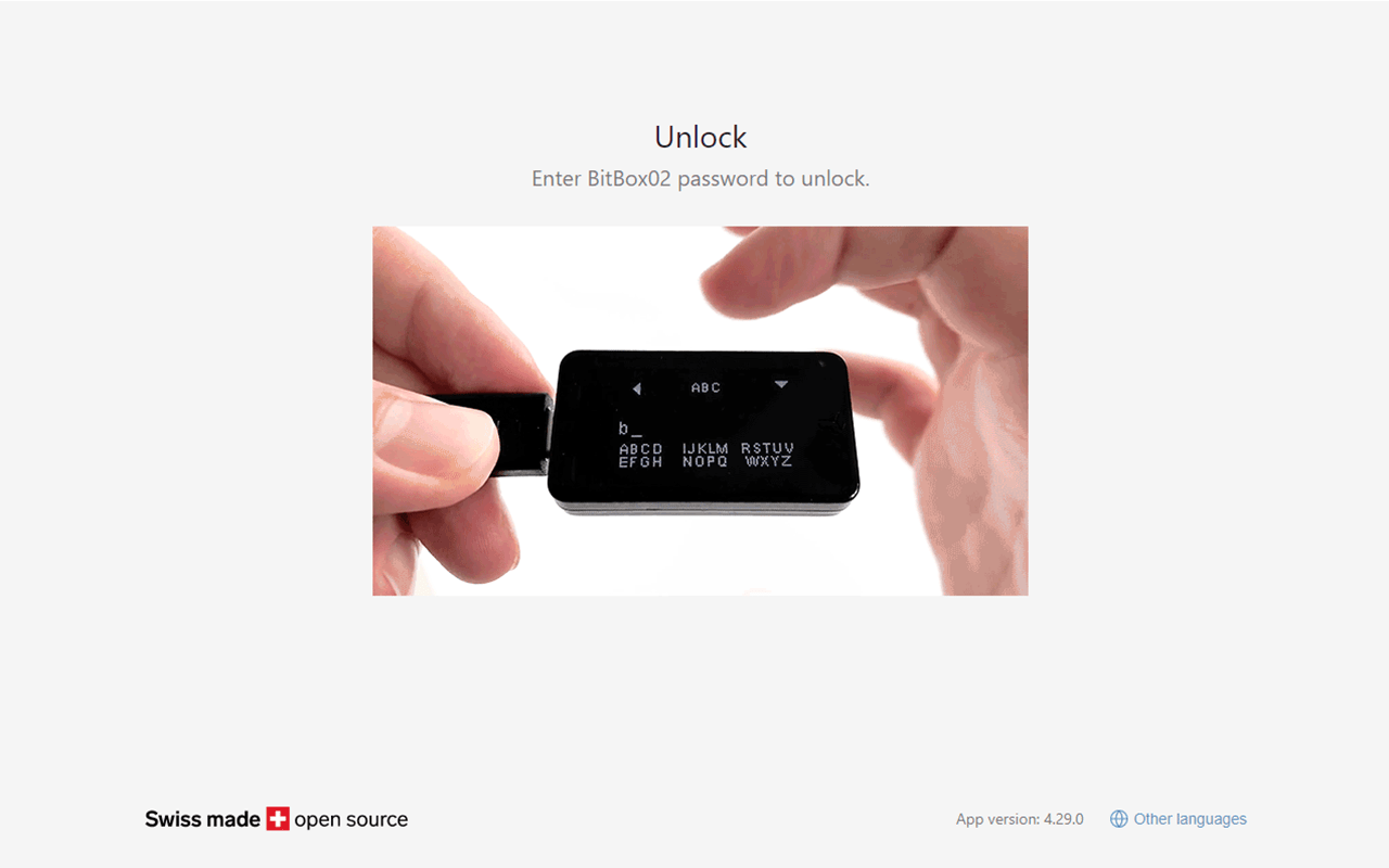 BitBoxApp unlock screen